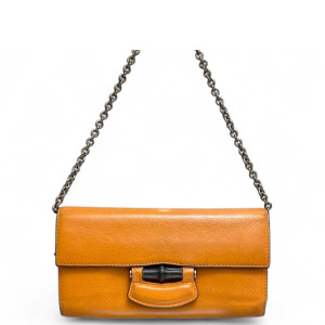 Gucci Bamboo Shoulder Bag Calfskin Orange