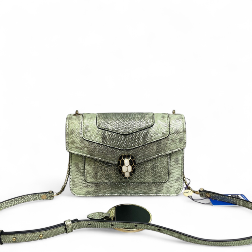 Bvlgari Serpenti Forever Day-To-Night Shoulder Bag Snakeskin Light Green Dark Grey