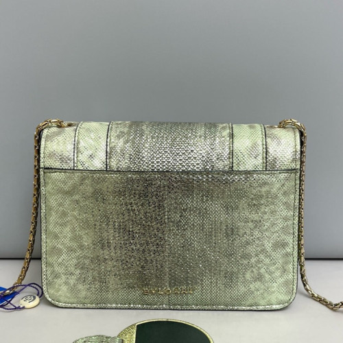 Bvlgari Serpenti Forever Day-To-Night Shoulder Bag Snakeskin Light Green Dark Grey