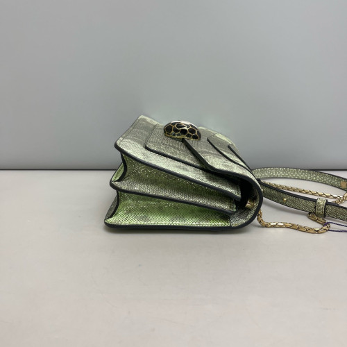 Bvlgari Serpenti Forever Day-To-Night Shoulder Bag Snakeskin Light Green Dark Grey