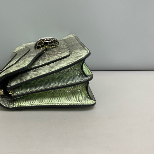 Bvlgari Serpenti Forever Day-To-Night Shoulder Bag Snakeskin Light Green Dark Grey