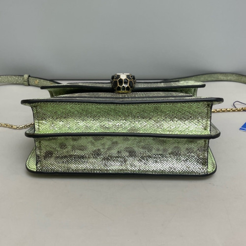 Bvlgari Serpenti Forever Day-To-Night Shoulder Bag Snakeskin Light Green Dark Grey
