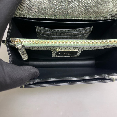 Bvlgari Serpenti Forever Day-To-Night Shoulder Bag Snakeskin Light Green Dark Grey