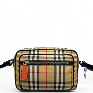 Burberry Camera Case House Check Calfskin Beige Black Red Burberry Camera Case House Check Calfskin Beige Black Red