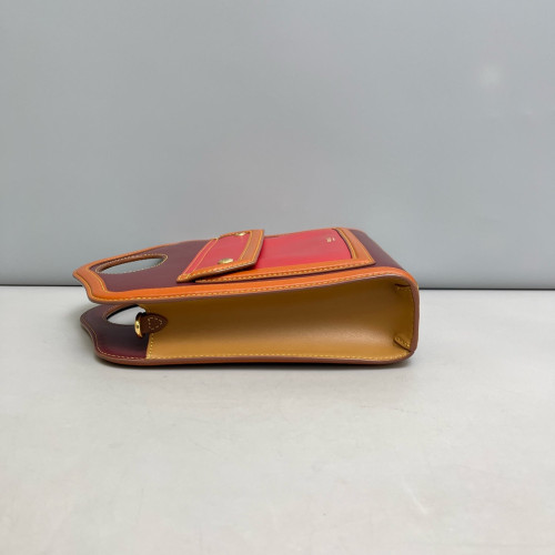 Burberry Mini Two Tone Pocket Bag Calfskin Red Burgundy Brown