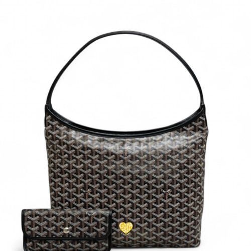 Goyard Boheme Hobo Goyardine Black Brown White