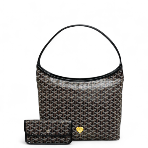 Goyard Boheme Hobo Goyardine Black Brown White