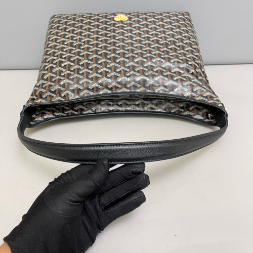 Goyard Boheme Hobo Goyardine Black Brown White
