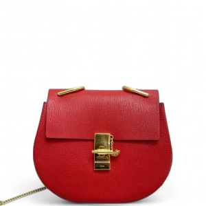 Chloe Medium Drew Shoulder Bag Grained Calfskin Red