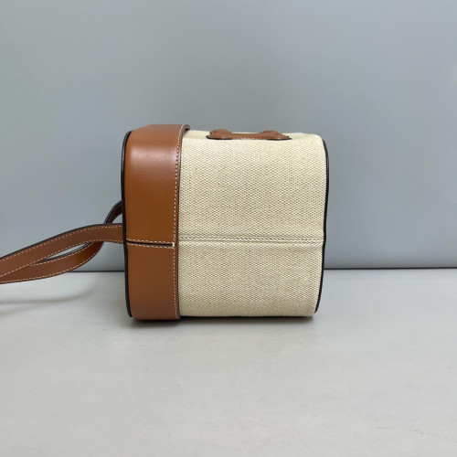 Celine Triomphe Medium Triomphe Box Canvas Calfskin Beige Tan Celine Triomphe Medium Triomphe Box Canvas Calfskin Beige Tan