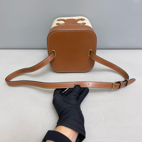 Celine Triomphe Medium Triomphe Box Canvas Calfskin Beige Tan Celine Triomphe Medium Triomphe Box Canvas Calfskin Beige Tan