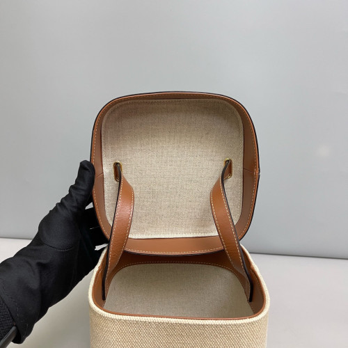 Celine Triomphe Medium Triomphe Box Canvas Calfskin Beige Tan Celine Triomphe Medium Triomphe Box Canvas Calfskin Beige Tan