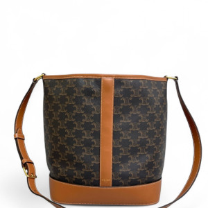 Celine Triomphe Bucket Bag Mediun Triomphe Tan Brown