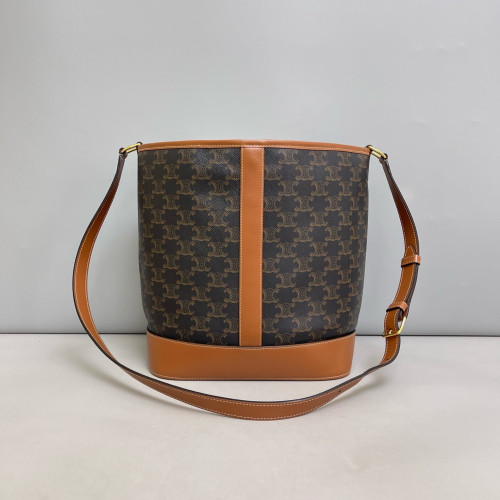 Celine Triomphe Bucket Bag Mediun Triomphe Tan Brown