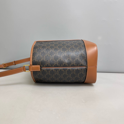 Celine Triomphe Bucket Bag Mediun Triomphe Tan Brown