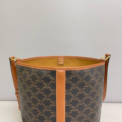 Celine Triomphe Bucket Bag Mediun Triomphe Tan Brown