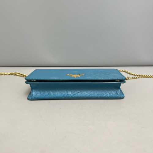 Prada Wallet On Chain WOC Saffiano Calfskin Blue