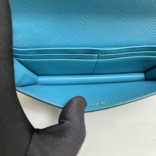 Prada Wallet On Chain WOC Saffiano Calfskin Blue