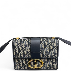 Dior 30 Montaigne Flap Bag Oblique Beige Navy Black