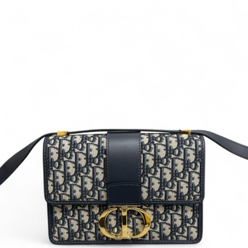 Dior 30 Montaigne Flap Bag Oblique Beige Navy Black