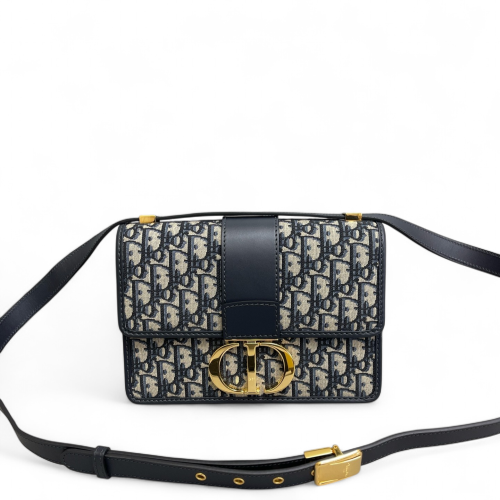Dior 30 Montaigne Flap Bag Oblique Beige Navy Black
