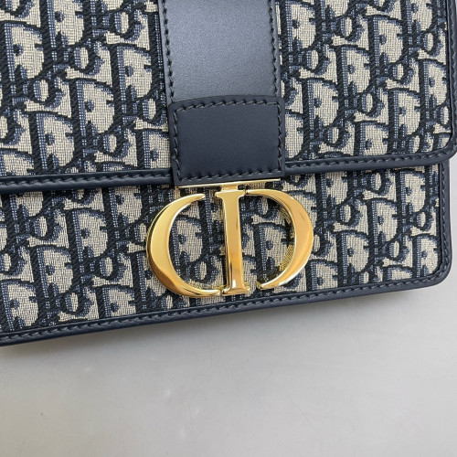 Dior 30 Montaigne Flap Bag Oblique Beige Navy Black