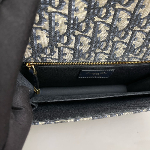 Dior 30 Montaigne Flap Bag Oblique Beige Navy Black