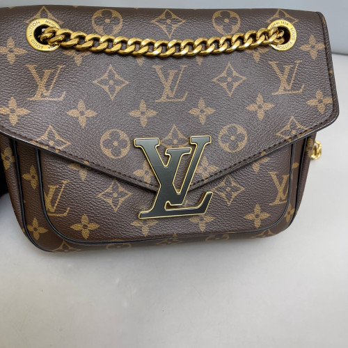 Louis Vuitton Passy Chain Shoulder Bag Monogram Brown