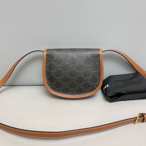 Celine Mini Triomphe Besace Triomphe Calfskin Tan Black Celine Mini Triomphe Besace Triomphe Calfskin Tan Black
