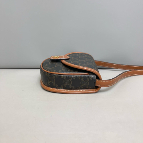Celine Mini Triomphe Besace Triomphe Calfskin Tan Black Celine Mini Triomphe Besace Triomphe Calfskin Tan Black