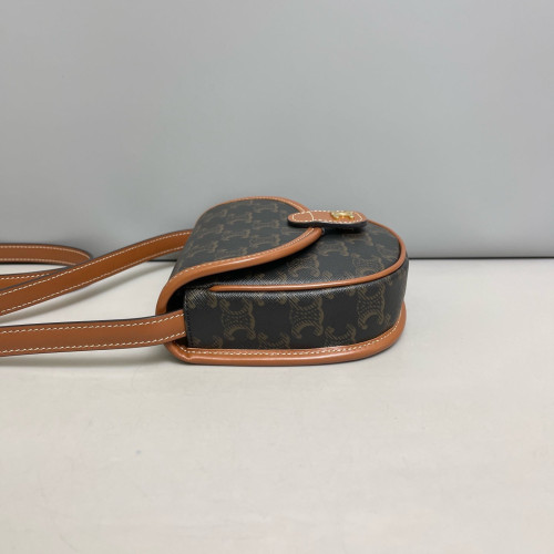 Celine Mini Triomphe Besace Triomphe Calfskin Tan Black Celine Mini Triomphe Besace Triomphe Calfskin Tan Black