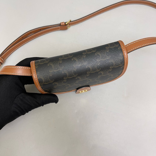 Celine Mini Triomphe Besace Triomphe Calfskin Tan Black Celine Mini Triomphe Besace Triomphe Calfskin Tan Black