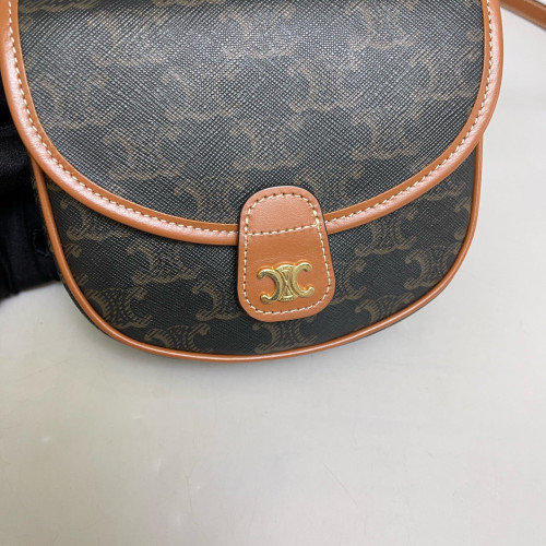 Celine Mini Triomphe Besace Triomphe Calfskin Tan Black Celine Mini Triomphe Besace Triomphe Calfskin Tan Black