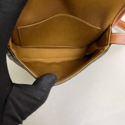 Celine Mini Triomphe Besace Triomphe Calfskin Tan Black Celine Mini Triomphe Besace Triomphe Calfskin Tan Black