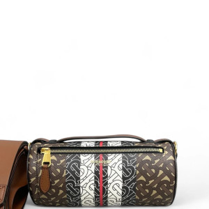 Burberry Mini The Barrel Bag Monogram Tan Brown White Burberry Mini The Barrel Bag Monogram Tan Brown White