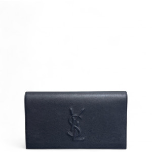 Yves Saint Laurent Large Belle De Jour Clutch Calfskin Dark Blue