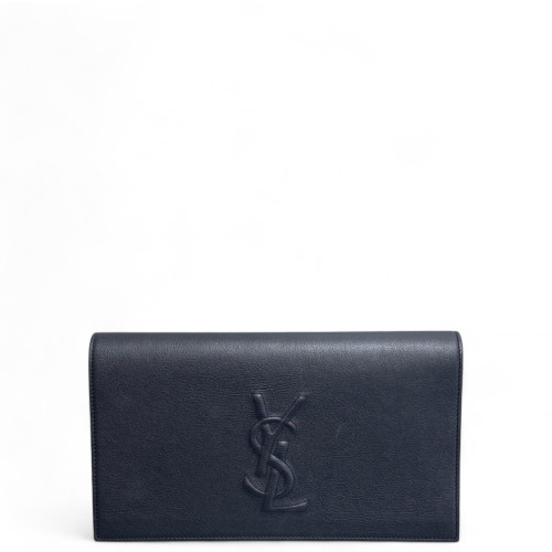 Yves Saint Laurent Large Belle De Jour Clutch Calfskin Dark Blue