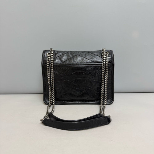 Yves Saint Laurent Baby Niki Messenger Pull Up Leather Black