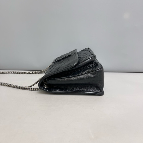 Yves Saint Laurent Baby Niki Messenger Pull Up Leather Black