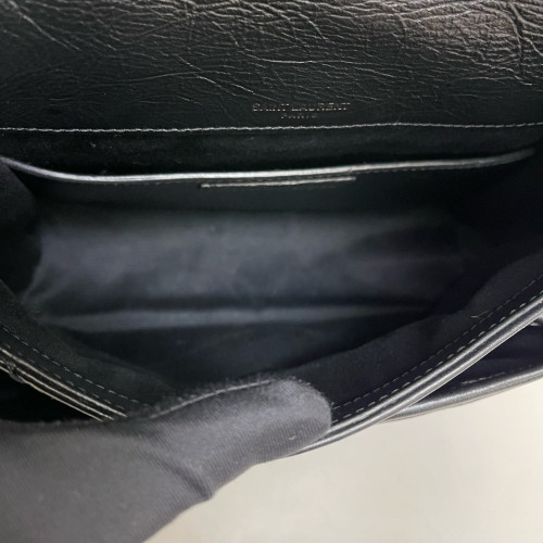 Yves Saint Laurent Baby Niki Messenger Pull Up Leather Black