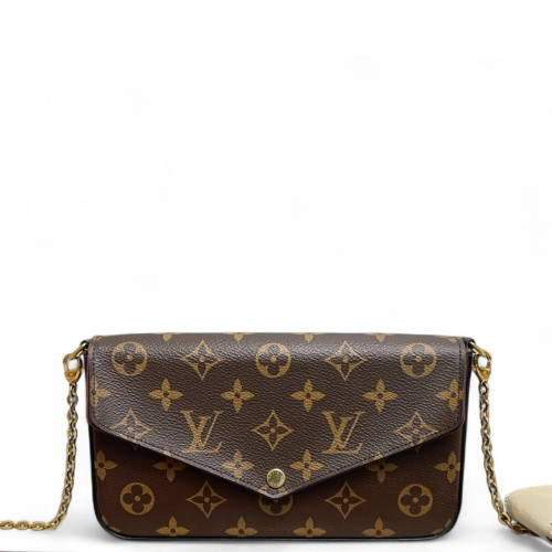 Louis Vuitton Pochette Felicie Chain Wallet Monogram Burgundy Brown