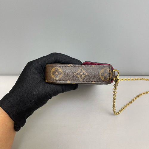 Louis Vuitton Pochette Felicie Chain Wallet Monogram Burgundy Brown