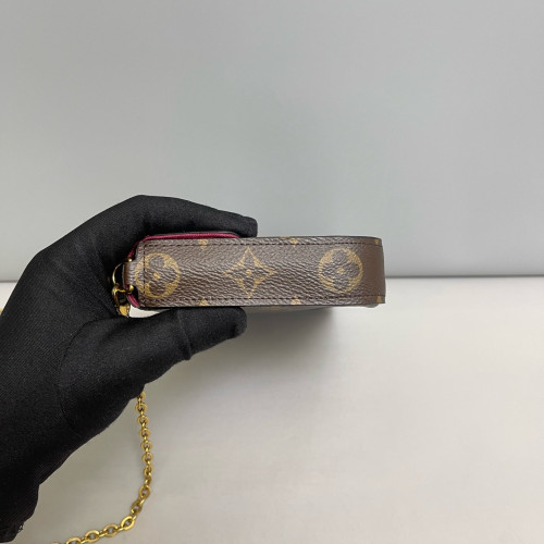 Louis Vuitton Pochette Felicie Chain Wallet Monogram Burgundy Brown