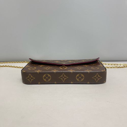 Louis Vuitton Pochette Felicie Chain Wallet Monogram Burgundy Brown
