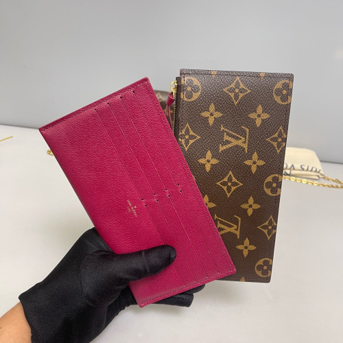 Louis Vuitton Pochette Felicie Chain Wallet Monogram Burgundy Brown