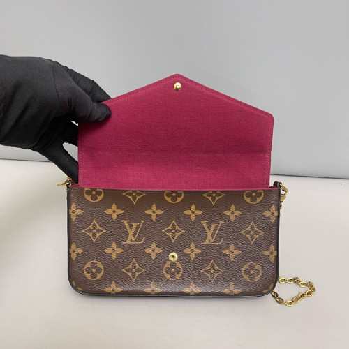 Louis Vuitton Pochette Felicie Chain Wallet Monogram Burgundy Brown