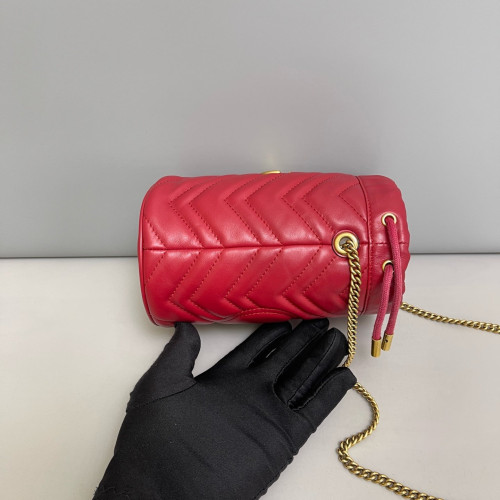 Gucci Matelasse Mini GG Marmont Bucket Bag Calfskin Red