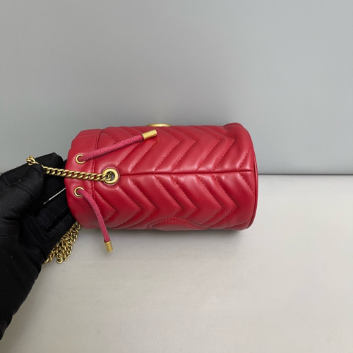 Gucci Matelasse Mini GG Marmont Bucket Bag Calfskin Red