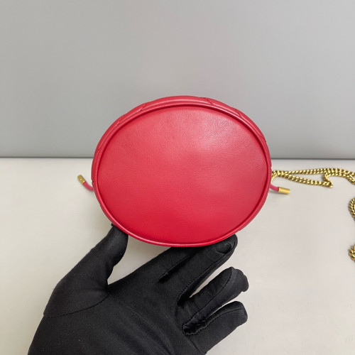 Gucci Matelasse Mini GG Marmont Bucket Bag Calfskin Red