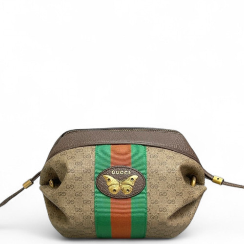 Gucci Web Shoulder Bag Microguccissima Brown Green Red
